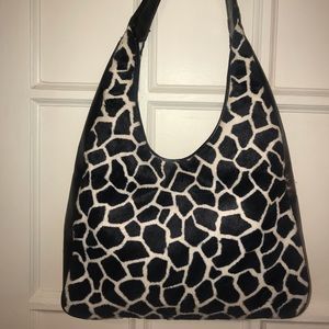 vintage velboa faux fur cow print bag